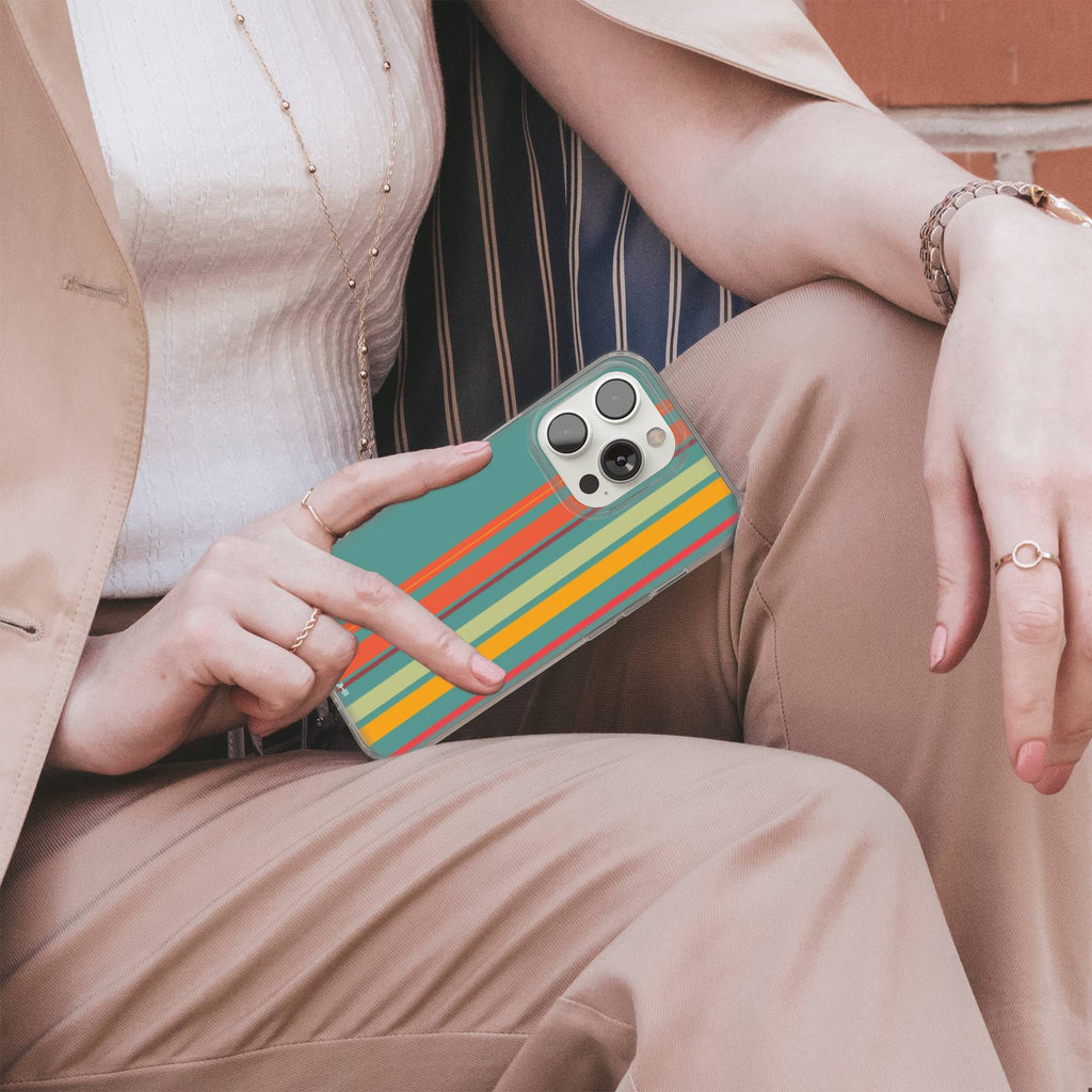 Retro Striped Clear Gel Phone Case