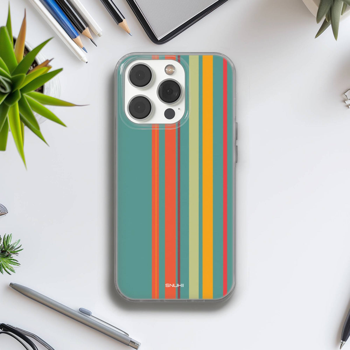 Retro Striped Clear Gel Phone Case