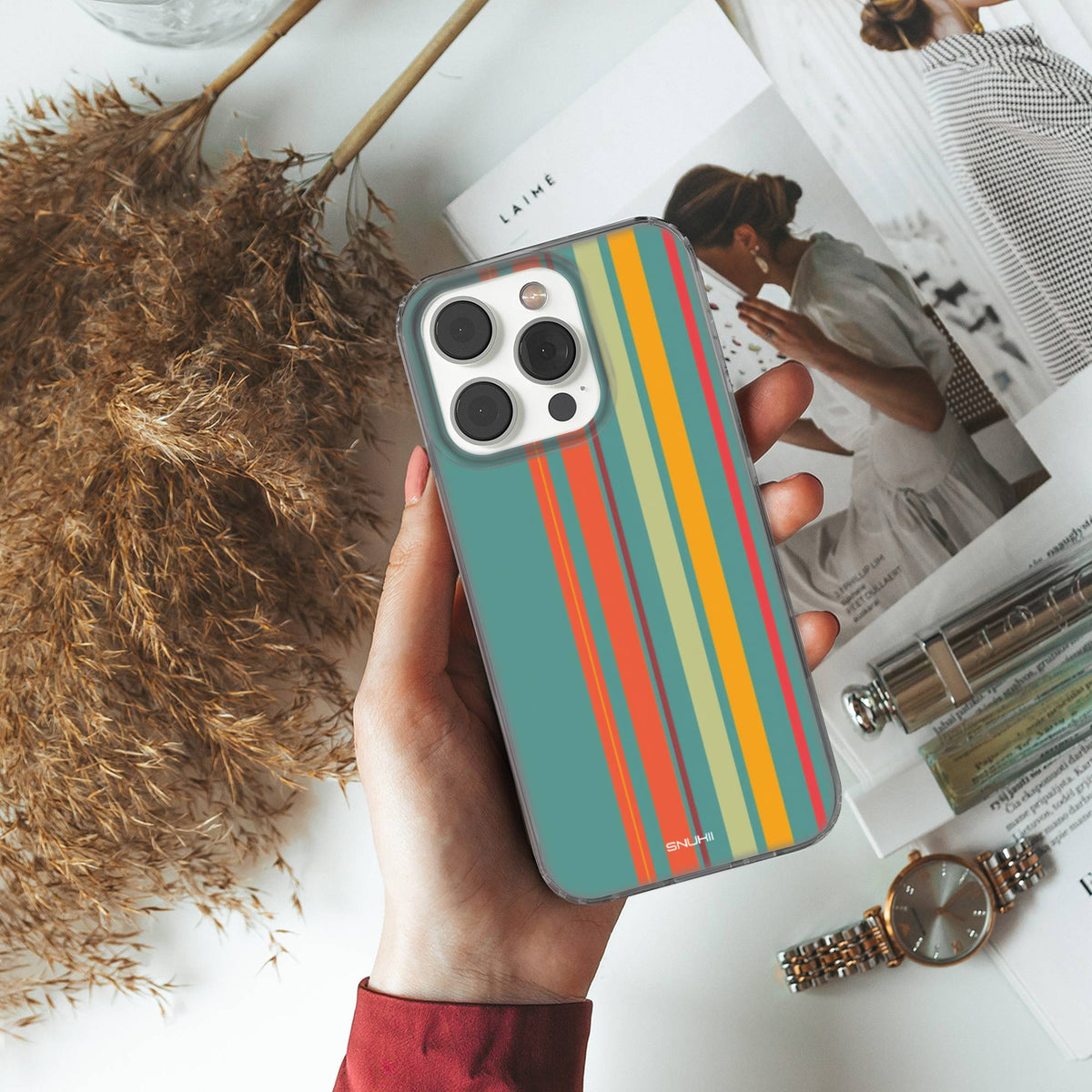 Retro Striped Clear Gel Phone Case