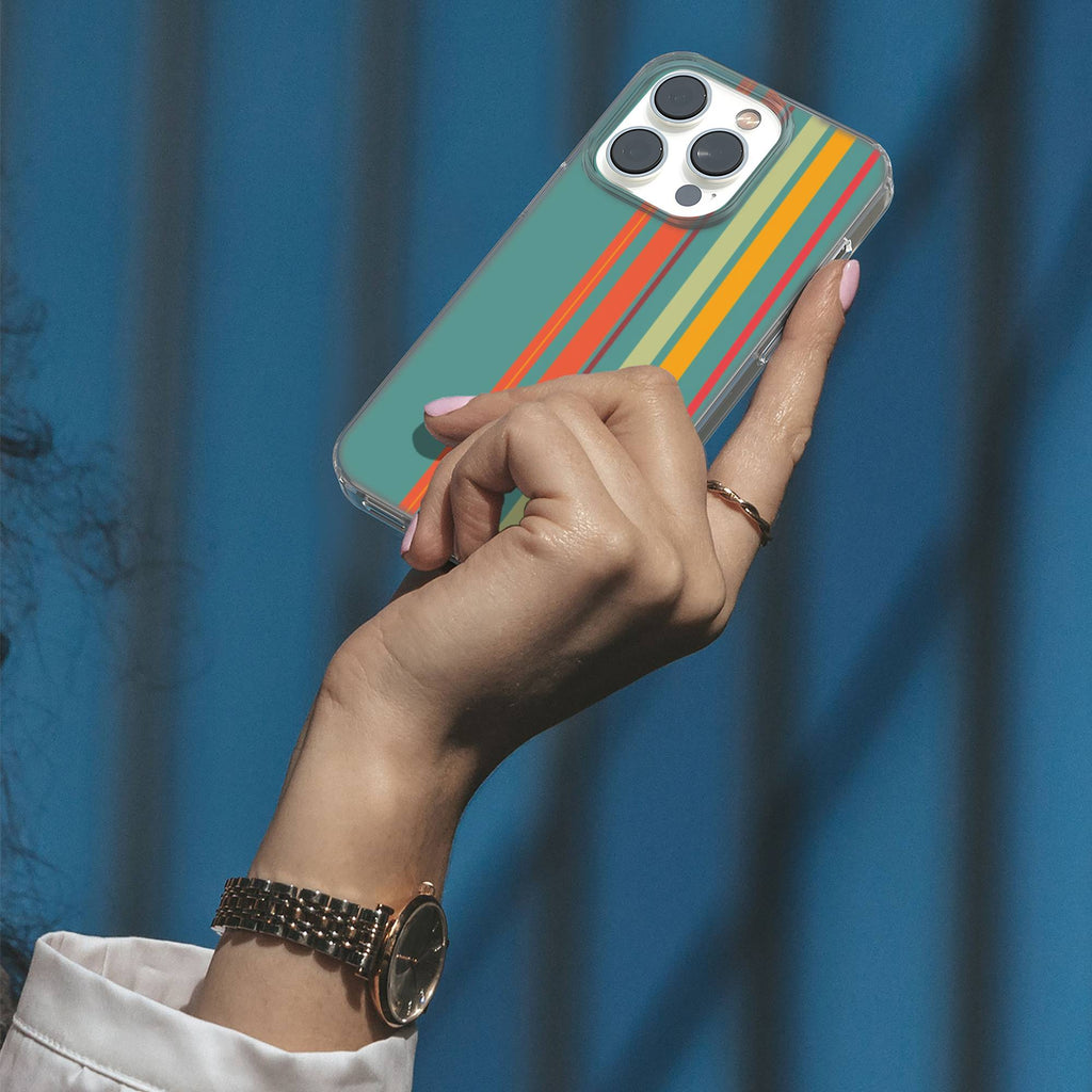 Retro Striped Clear Gel Phone Case