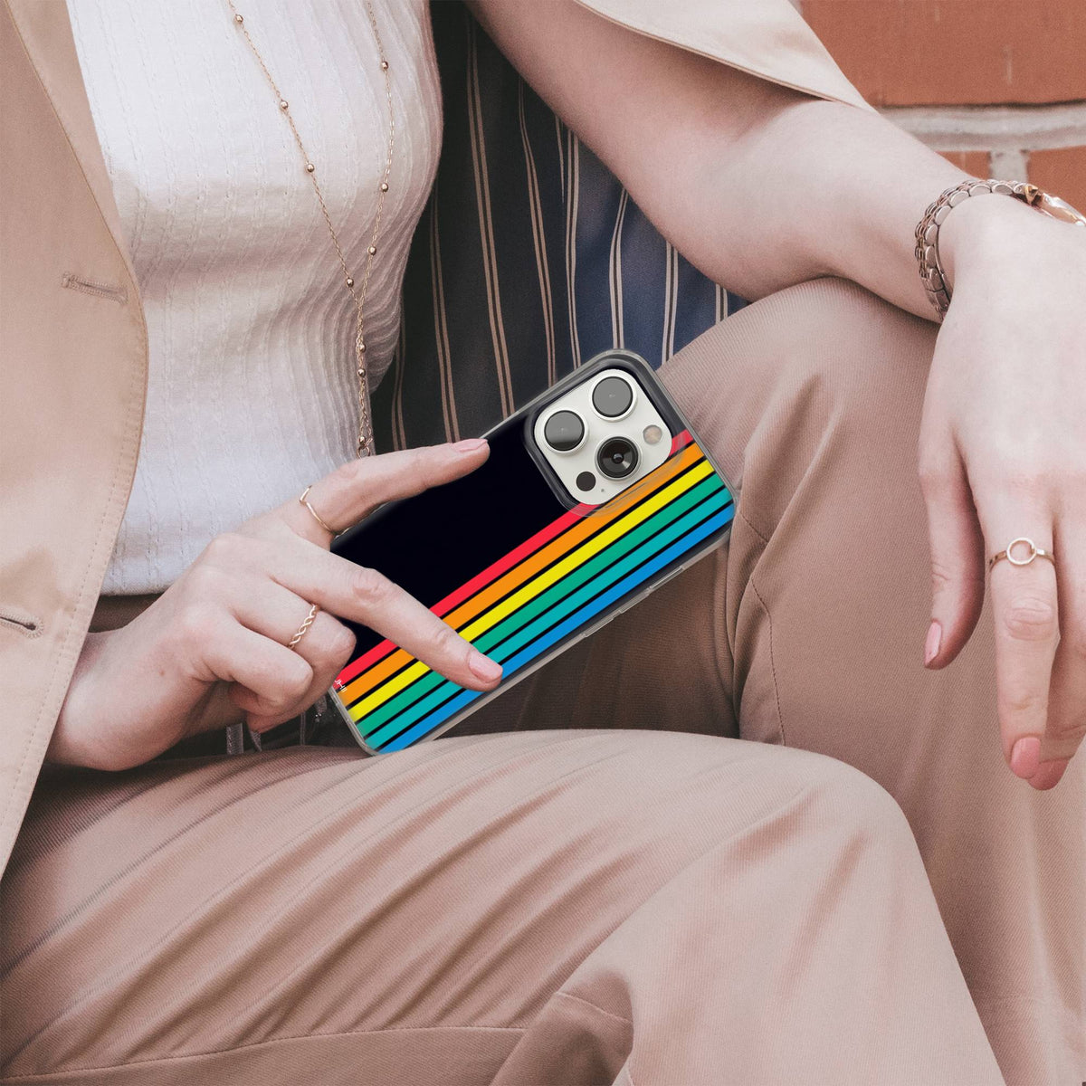Retro Rainbow Clear Gel Phone Case