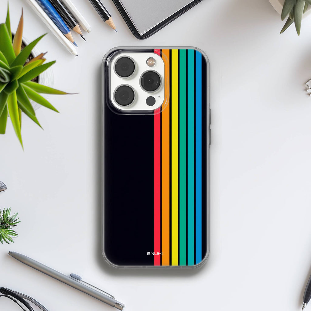 Retro Rainbow Clear Gel Phone Case