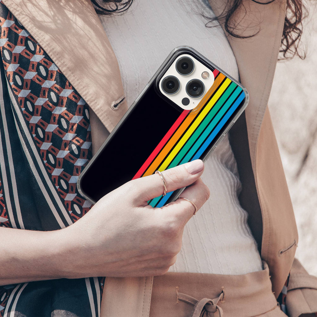 Retro Rainbow Clear Gel Phone Case
