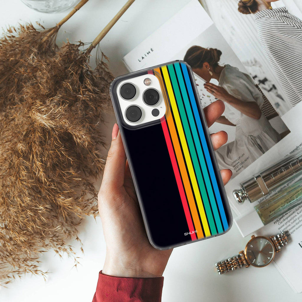 Retro Rainbow Clear Gel Phone Case
