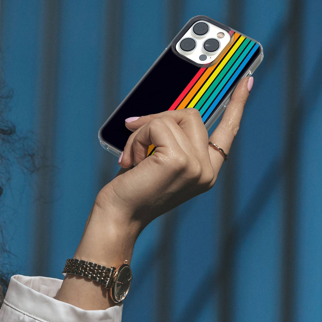 Retro Rainbow Clear Gel Phone Case