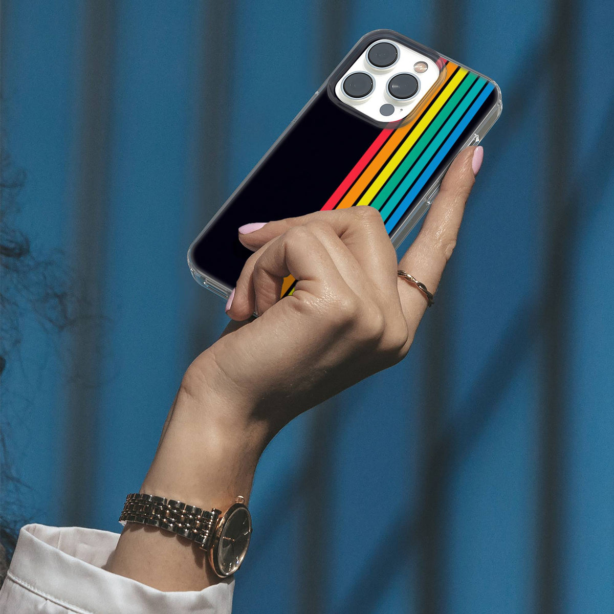 Retro Rainbow Clear Gel Phone Case